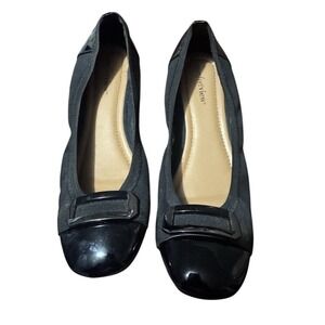 Comfortview Black Flats Comfort Dress Shoes Buckle Detail Women's Size 9